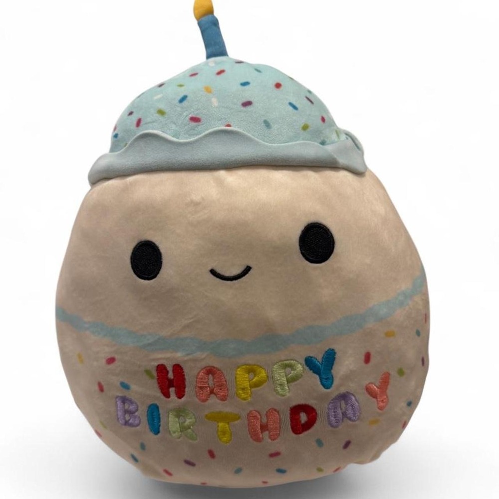 Squishmallows Kellytoy Happy Birthday Cupcake Plush Blue Sprinkles